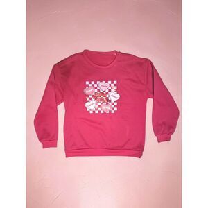 Oversized Pink 'You Are Loved' Conversation Hearts Checker Sweatshirt XL